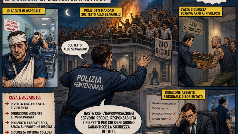 SIRACUSA: NOTTE DI FOLLIA ALLA CASA CIRCONDARIALE. 10 AGENTI IN OSPEDALE, POLIZIOTTI MANDATI SUL TETTO ALLO SBARAGLIO MENTRE L’ALTA SICUREZZA FORNIVA ARMI AI RIVOLTOSI. IL CON.SI.PE. DENUNCIA: “ISTITUTO ABBANDONATO DA MESI – SILENZIO DEL DAP E DEL PROVVEDITORATO”.