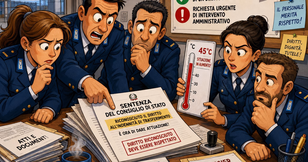 Indennità di trasferimento ex art. 1, comma 1, L. n. 86/2001 per il personale vincitore di concorsi interni di progressione in carriera – Sentenza del Consiglio di Stato (Sez. VI) n. 06273/2026 del 4 agosto 2026 – Richiesta urgente di direttiva applicativa per il riconoscimento del beneficio in via amministrativa, cessazione del contenzioso e convocazione tavolo sindacale.