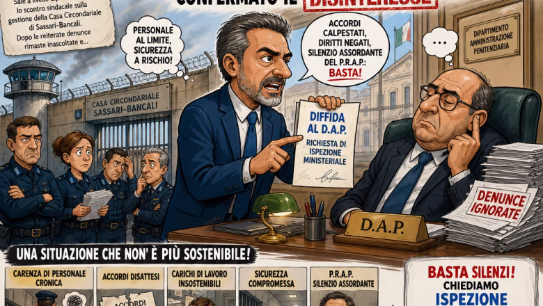 SARDEGNA, CARCERE DI SASSARI: IL PRESIDENTE NAZIONALE CON.SI.PE. MIMMO NICOTRA DIFFIDA IL D.A.P. E CHIEDE ISPEZIONE MINISTERIALE. “ACCORDI CALPESTATI E SILENZIO ASSORDANTE DEL P.R.A.P.: CONFERMATO IL SIT-IN DI PROTESTA”.