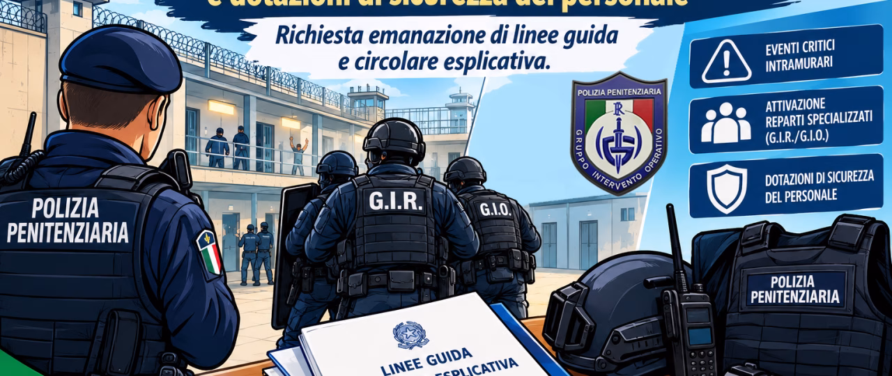 Gestione degli eventi critici intramurari, attivazione dei Reparti Specializzati(G.I.R./G.I.O.) e dotazioni di sicurezza del personale – Richiesta emanazione di linee guida e circolare esplicativa.